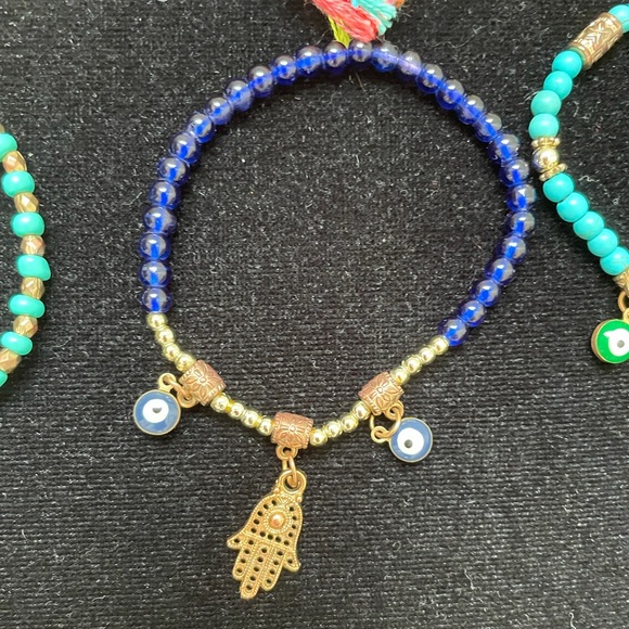 Colorful Beaded Bracelet set - Evil eyes and the Hand of Fatima - Picture 5 of 9